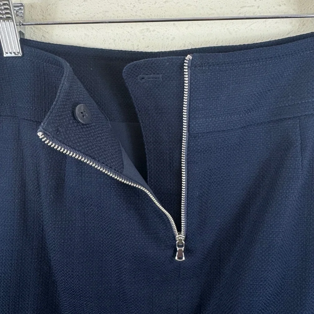 Talbots Navy Blue Textured Cotton Blend Pencil Skirt Size 10 Career Professional